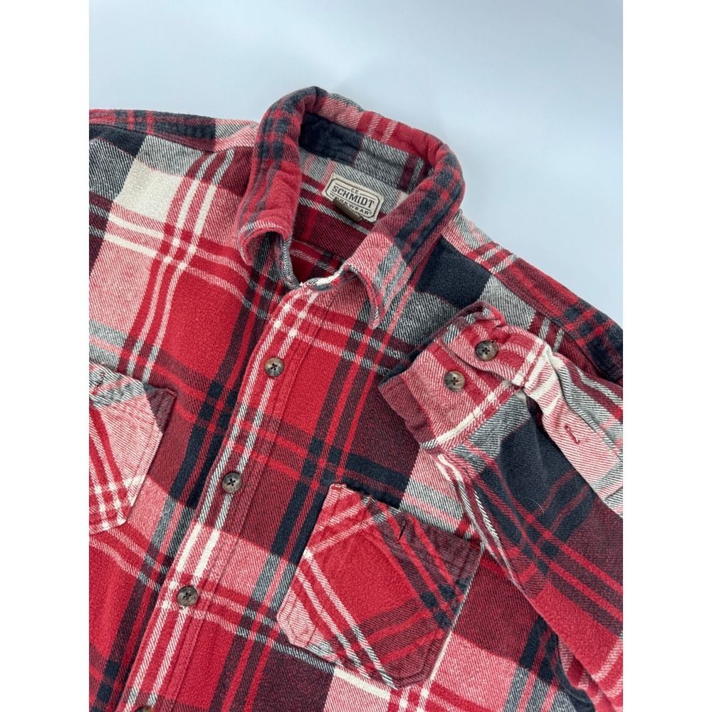 CE Schmidt Workwear Flannel Shirt XL Red Black Plaid Long Sleeve Cotton Outdoors